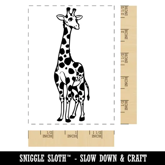 Graceful Spotted African Giraffe Rectangle Rubber Stamp for Stamping Crafting {1}
