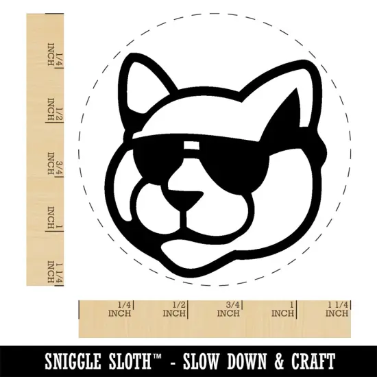 Cool Cat with Sunglasses Rubber Stamp for Stamping Crafting Planners {1}