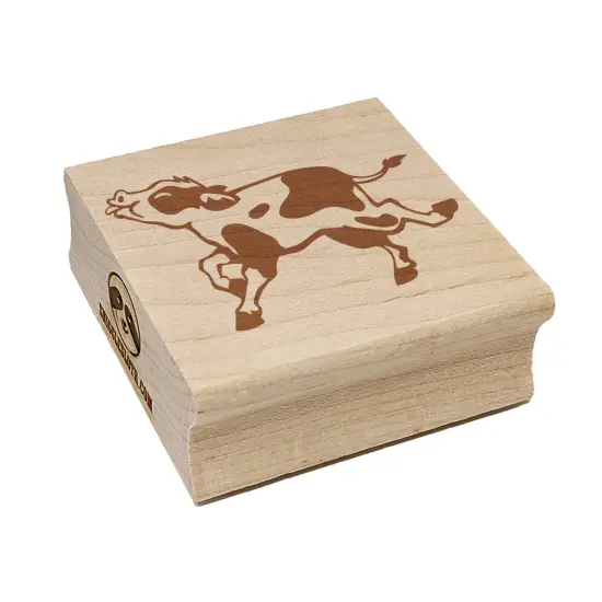 Happy Prancing Spotted Cow Calf Square Rubber Stamp for Stamping Crafting {7}