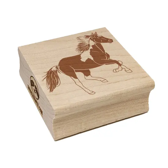 Running American Paint Horse Square Rubber Stamp for Stamping Crafting {2}