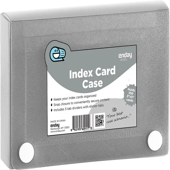 Enday 3" X 5" Index Card Case Holds 5 Tab Dividers Pink {2}