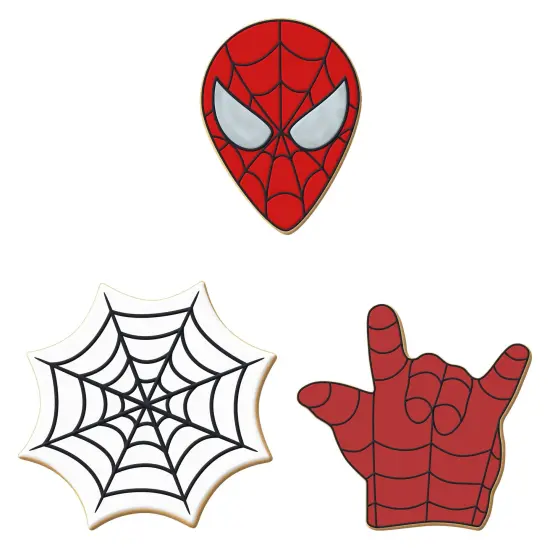 CookieCutter.com Super Hero Cookie Cutter 3 Pc Set, 4 - 4.5 in, Spider Web Tin Plate Steel, USA {2}