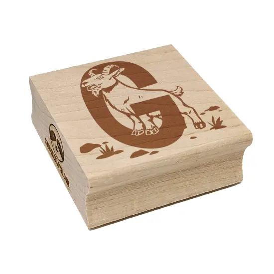 Animal Alphabet Letter G for Goat Square Rubber Stamp for Stamping Crafting {7}