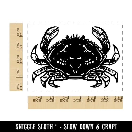 Dungeness Crab Seafood Crustacean Rectangle Rubber Stamp for Stamping Crafting {1}