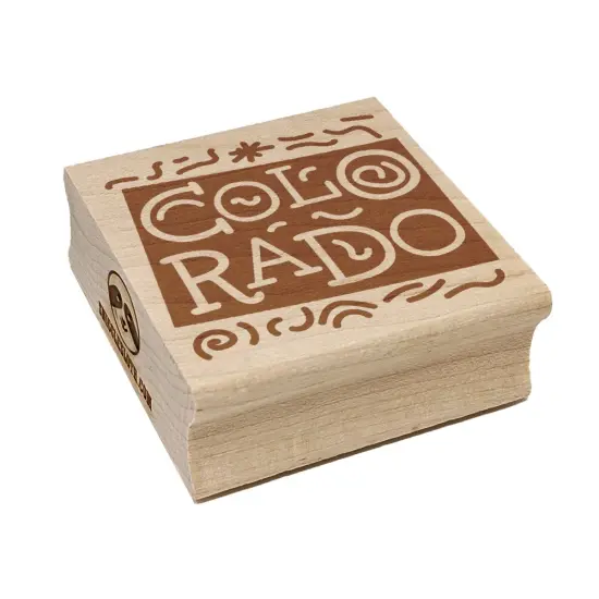 Colorado State with Text Swirls Square Rubber Stamp for Stamping Crafting {7}