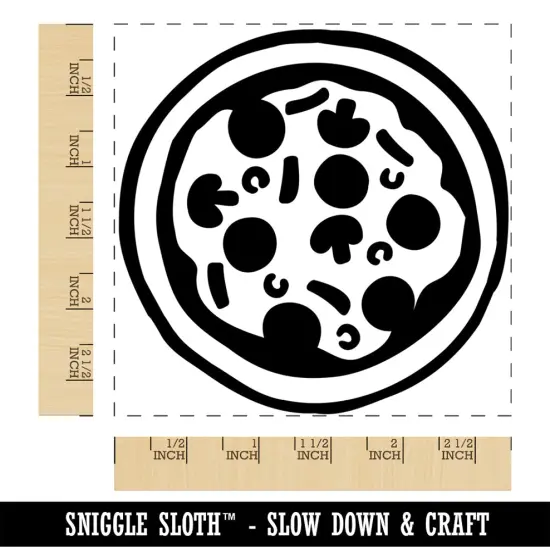 Pizza Pie Tasty Square Rubber Stamp for Stamping Crafting {1}