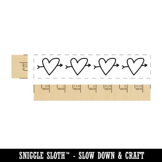 Cute Hearts with Arrows Border Love Anniversary Valentine's Day Rectangle Rubber Stamp for Stamping Crafting {1}