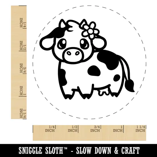 Darling Cow with Flower Rubber Stamp for Stamping Crafting Planners {1}