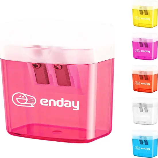 Enday 2-Hole Rectangular Sharpener W/Recycle Bin Purple {4}