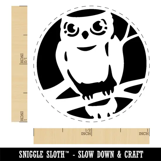 Wise Old Owl Sitting on Branch Rubber Stamp for Stamping Crafting Planners {1}