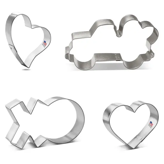 Hearts Truck XO Cookie Cutters 4 Pc Set HS0471- CookieCutter.Com - USA Tin Plated Steel {4}