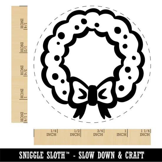 Christmas Wreath with Bow Rubber Stamp for Stamping Crafting Planners {1}