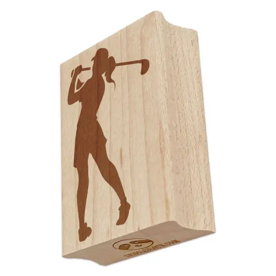 Woman Swinging Golf Club Rectangle Rubber Stamp for Stamping Crafting {7}