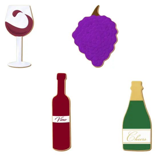 CookieCutter.com Wine Tasting Cookie Cutter 4 Pc Set, 4 - 5 in, Grapes, Tin Plate Steel, USA {2}