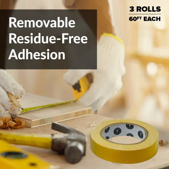 3 Pk Double Stick Tape Double Sided Woodworking Tape 1" inch Wide Wood Tape for Woodworkers CNC Machines Routing Templates Strong Heavy Duty 60 Feet Each (180FT Total) {6}