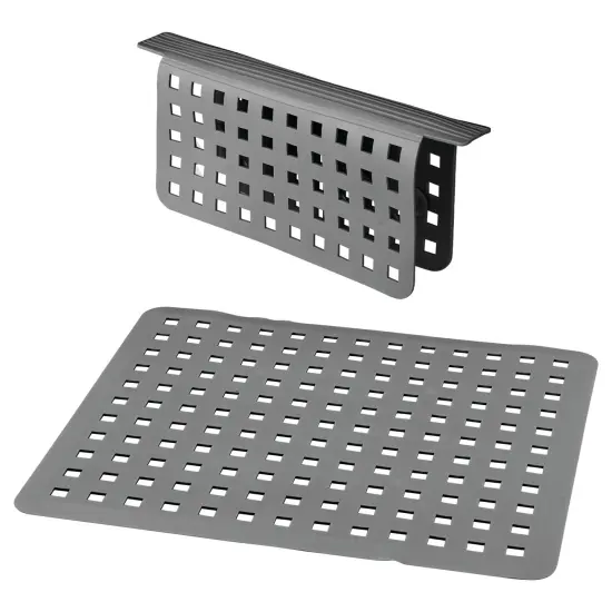 mDesign Kitchen In-Sink Protector 2-Piece Set - 1 Sink Saddle, 1 Sink Mat {4}