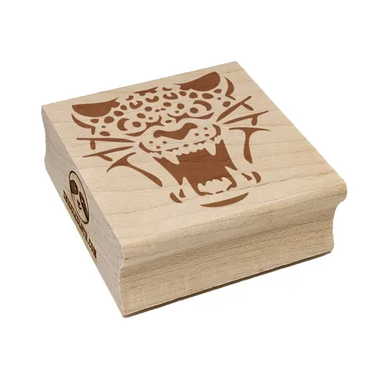 Ferocious Snarling Leopard Jaguar Jungle Cat Square Rubber Stamp for Stamping Crafting {11}