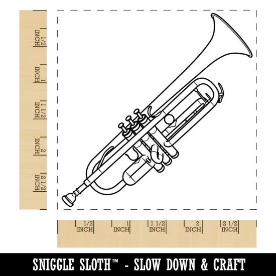 Trumpet Brass Musical Instrument Square Rubber Stamp for Stamping Crafting {1}