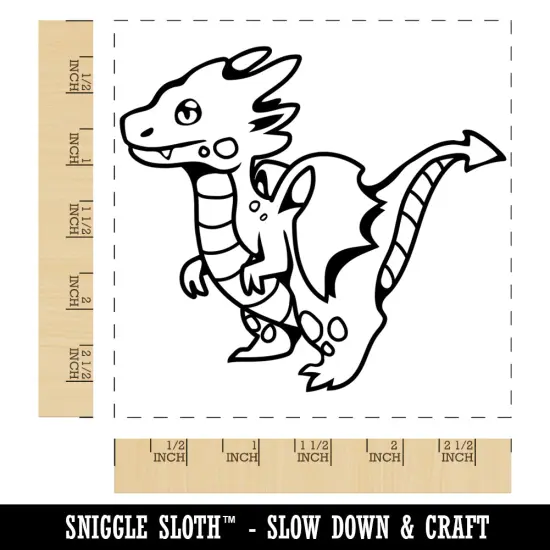 Cute Kawaii Little Dragon Square Rubber Stamp for Stamping Crafting {1}