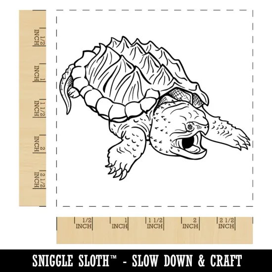 Alligator Snapping Turtle Square Rubber Stamp for Stamping Crafting {1}