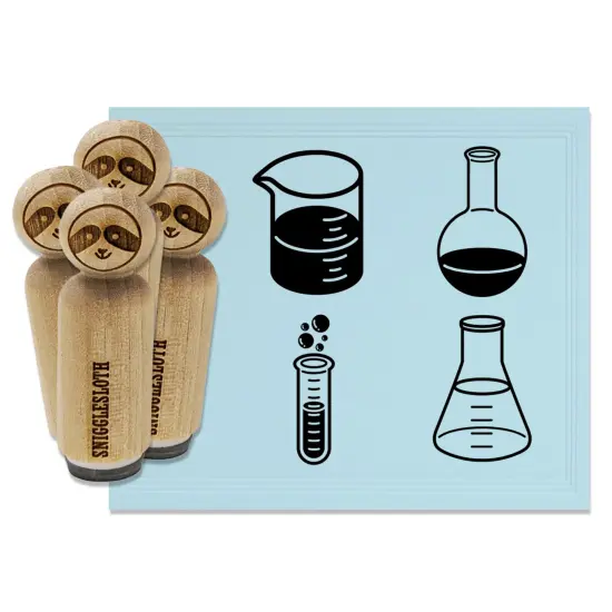 Chemistry Science Flask Test Tube Beaker Rubber Stamp Set for Stamping Crafting Planners {2}