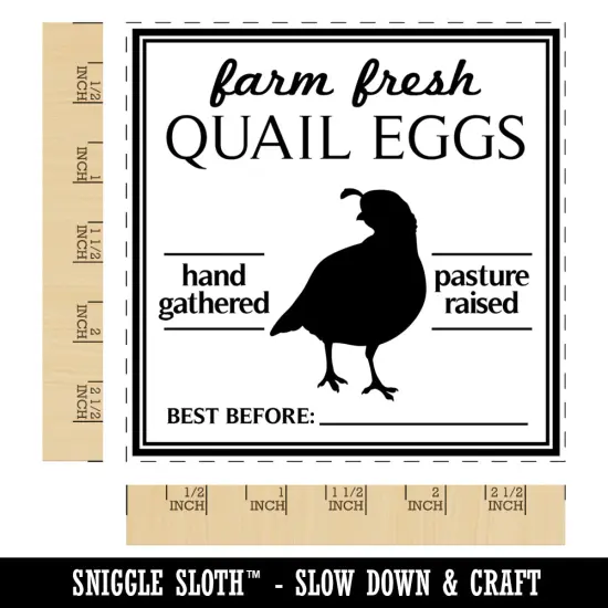 Farm Fresh Quail Eggs Hand Gathered Pasture Raised Best Before Date Square Rubber Stamp for Stamping Crafting {1}