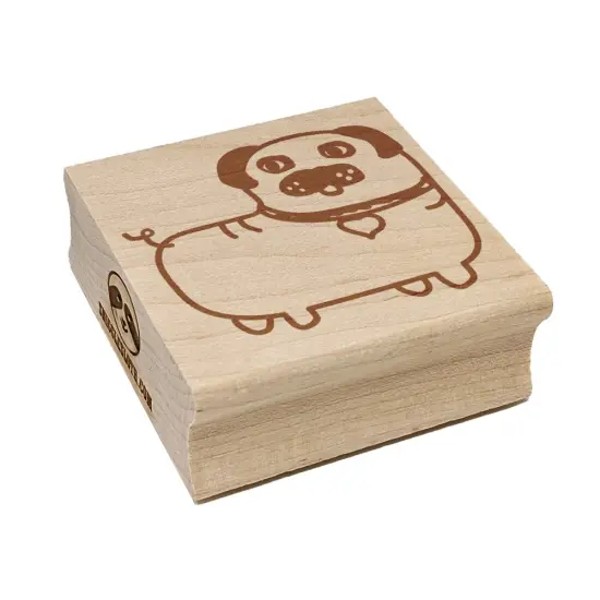 Pug Heart Collar Cute Doodle Square Rubber Stamp for Stamping Crafting {7}