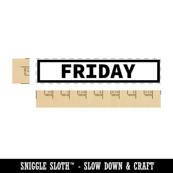 Day of Week Friday Bold Line Border Rectangle Rubber Stamp for Stamping Crafting {1}
