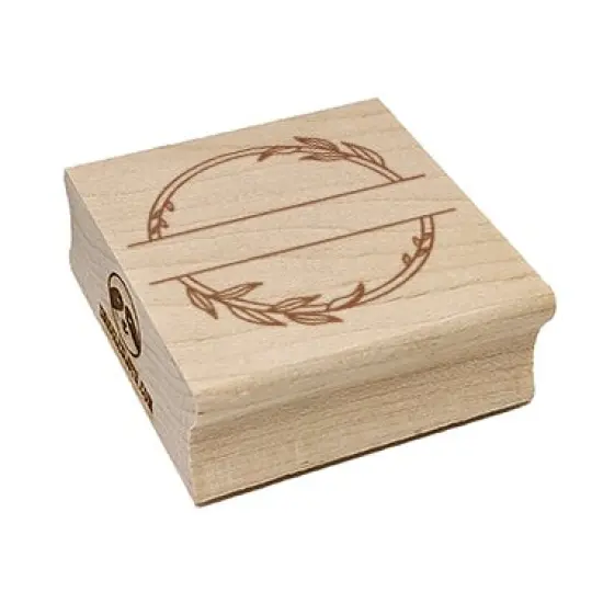 Delicate Laurel Split Wreath for Name Monogram Square Rubber Stamp for Stamping Crafting {7}