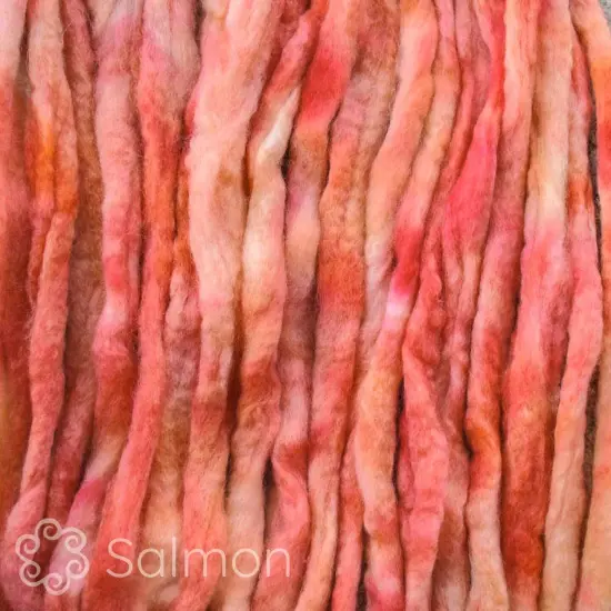 LEARN TO SPIN - Beginner's Spinning Kit with Hand Dyed BFL Roving, Drop Spindle & Printed Instructions w/ Video. Many Colors. Salmon {2}