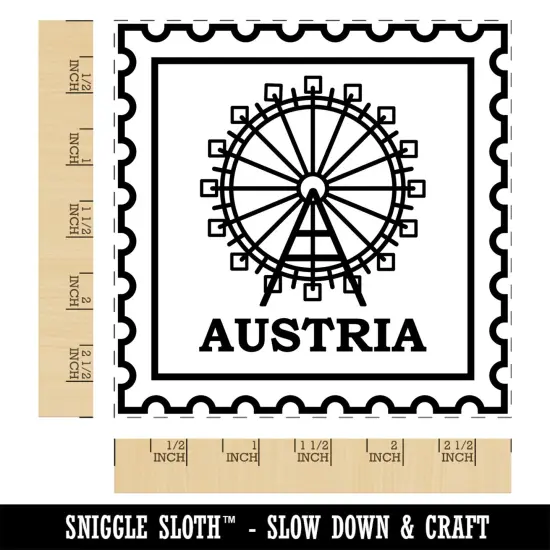 Austria Travel Vienna Giant Ferris Wheel Square Rubber Stamp for Stamping Crafting {1}