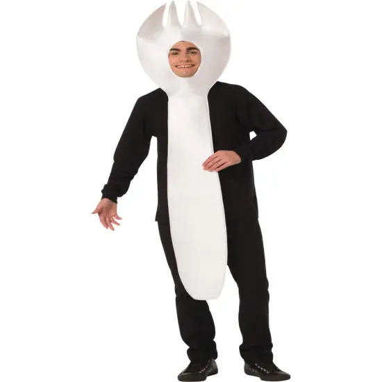 Adult White Spork Eating Utensil Costume {1}