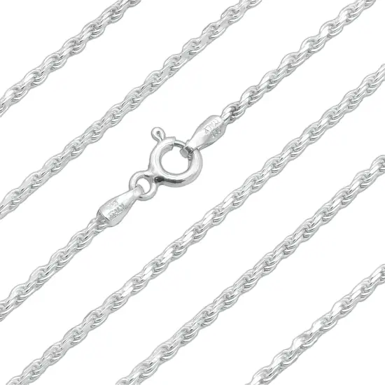 3 Italy Sterling Silver Rope Chains Long Necklace 22" {3}