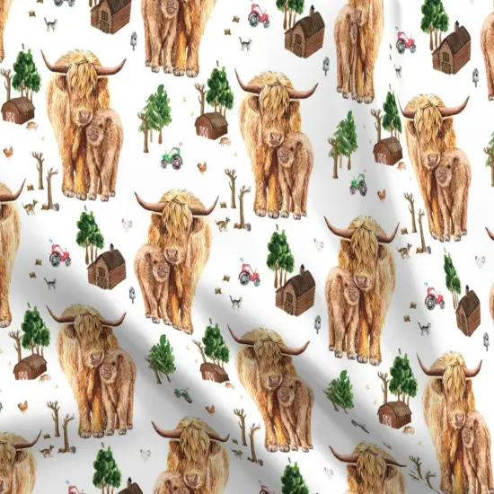 Various Fabrics by the Yard or Fat Quarter Highland Cow Scottish Shaggy Calf Farm Scotland Barnyard Animal Barn Custom Printed Fabric by Spoonflower {5}