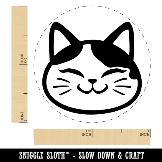 Happy Spotted Cat Face Rubber Stamp for Stamping Crafting Planners {1}