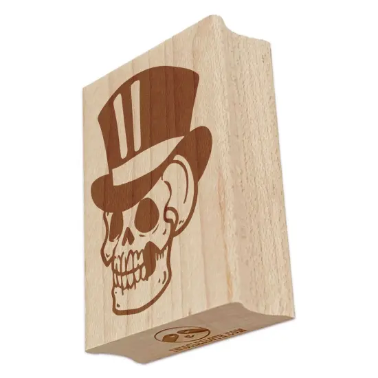 Fancy Skull with Top Hat Rectangle Rubber Stamp for Stamping Crafting {7}