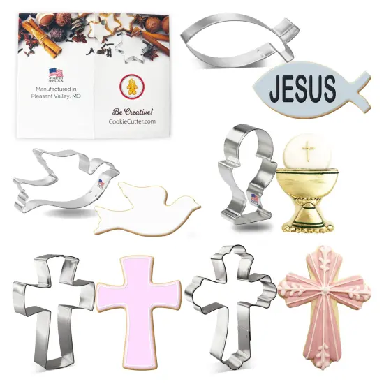 CookieCutter.com Easter Communion Baptism Cookie Cutter 5 Pc Set 4 - 5 in, Tin Plate Steel, USA {1}
