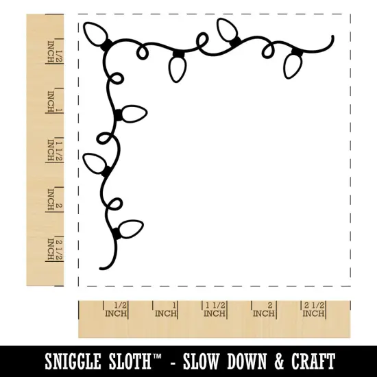 Christmas Lights Corner Border Decoration Square Rubber Stamp for Stamping Crafting {1}
