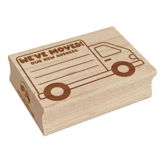 We've Moved Our New Address Moving Truck Rectangle Rubber Stamp for Stamping Crafting {7}