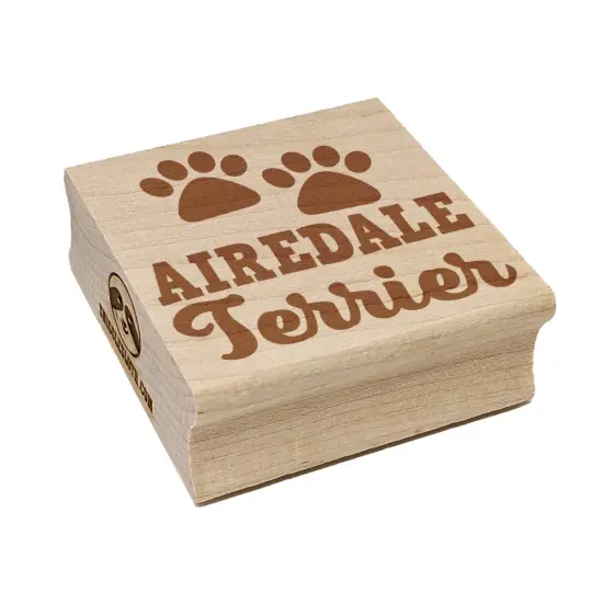 Airedale Terrier Dog Paw Prints Fun Text Square Rubber Stamp for Stamping Crafting {7}