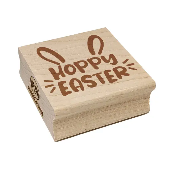 Hoppy Happy Easter Bunny Ears Square Rubber Stamp for Stamping Crafting {7}