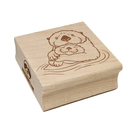Mom Sea Otter and Baby Mother's Day Square Rubber Stamp for Stamping Crafting {7}