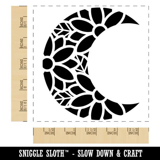 Intricate Geometric Flower Moon Square Rubber Stamp for Stamping Crafting {1}