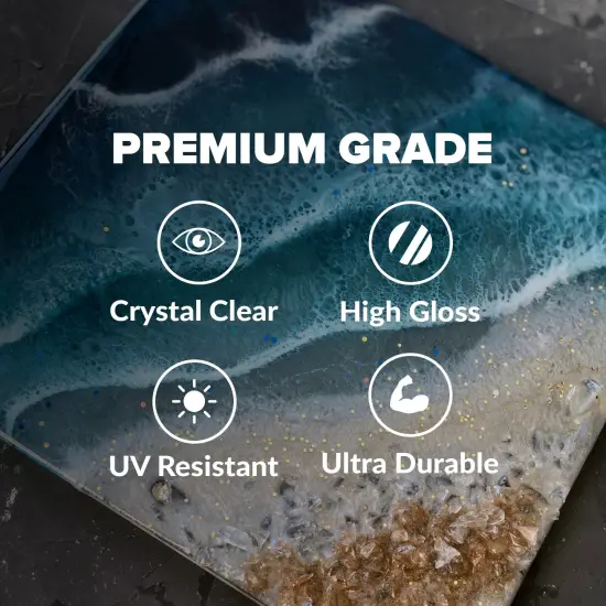 Crystal Clear Epoxy Resin 1/8 Gallon Kit 2 Part Epoxy Resin for Tumblers, Wood, Table Top, Countertop, Bar & Craft Art, Resin Molds Clear Casting Resin & Hardener Bulk Two Part Resin Epoxy 16 oz {5}