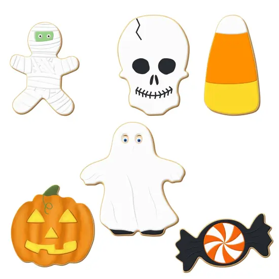 CookieCutter.Com Trick Or Treat Cookie Cutter 6 Pc Set HS0432 - 4 in Candy Corn, 3 in Pumpkin, 3.5 in Mummy Monster, 3.25 in Piece of Candy, 3.25 in Skull, 4.25 in Ghost Trick-or-Treater {2}