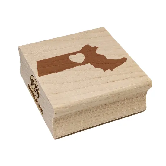 Massachusetts State with Heart Square Rubber Stamp for Stamping Crafting {7}