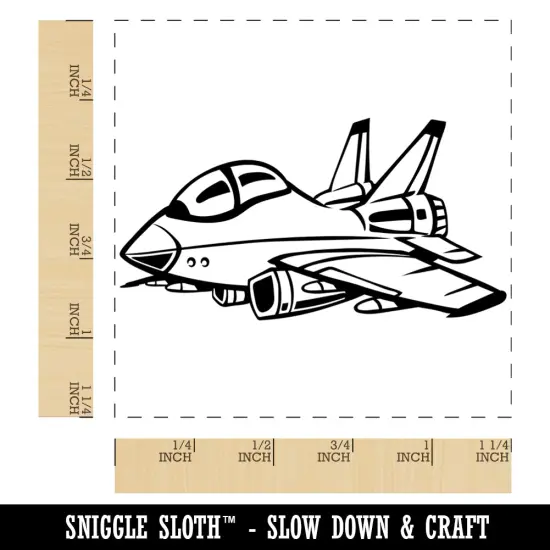 Cartoon Military Fighter Jet Airplane Square Rubber Stamp for Stamping Crafting {1}