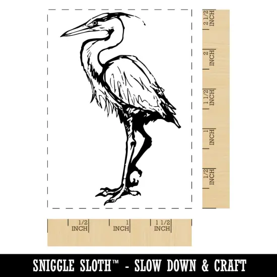 Great Blue Heron Tall Water Bird Rectangle Rubber Stamp for Stamping Crafting {1}