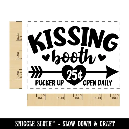 Kissing Booth Valentine's Day Rectangle Rubber Stamp for Stamping Crafting {1}
