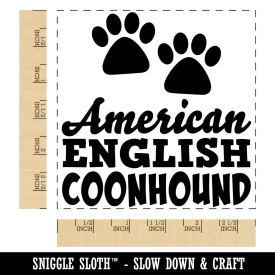 American English Coonhound Dog Paw Prints Fun Text Square Rubber Stamp for Stamping Crafting {1}